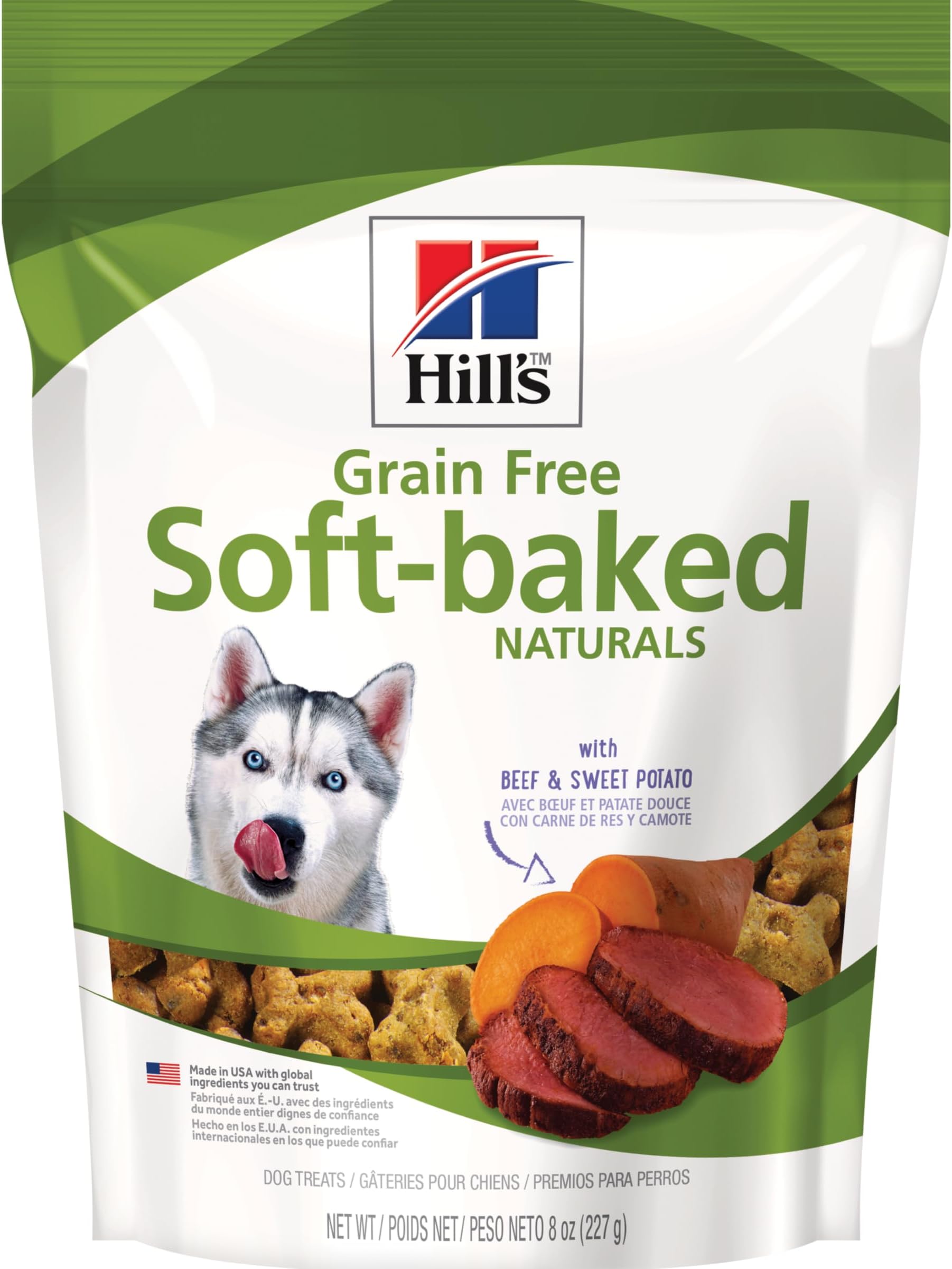 Hill's Grain Free Soft-Baked Naturals Dog Treats, Beef & Sweet Potato, 8 oz. Bag