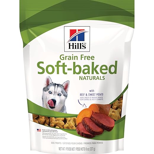 Hill's Grain Free Dog Treats, Soft-Baked Naturals with Beef & Sweet Potatoes, Soft Healthy Dog Snacks, 8 oz. Bag