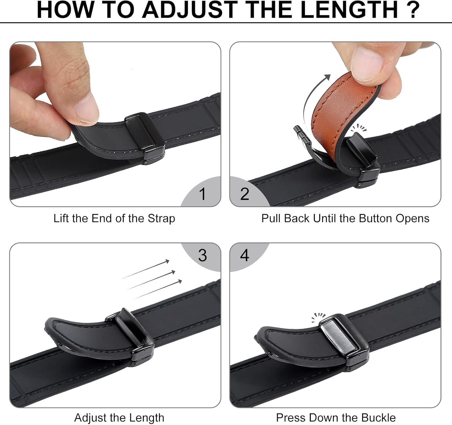 Magnetic Leather Band Compatible with Samsung Galaxy Watch 7/6/5/4/Active 2 40mm 44mm/Watch 6 Classic 43mm 47mm/Watch 5 Pro 45mm/Watch 4 Classic 42mm 46mm, 20mm Strap for Men - Image 6