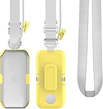 QUVFHE Compatible con Apple Vision Pro, soporte de batería portátil con clip para cinturón y correa cruzada, accesorios de cubierta protectora de batería de Apple VR Vision Pro (amarillo)