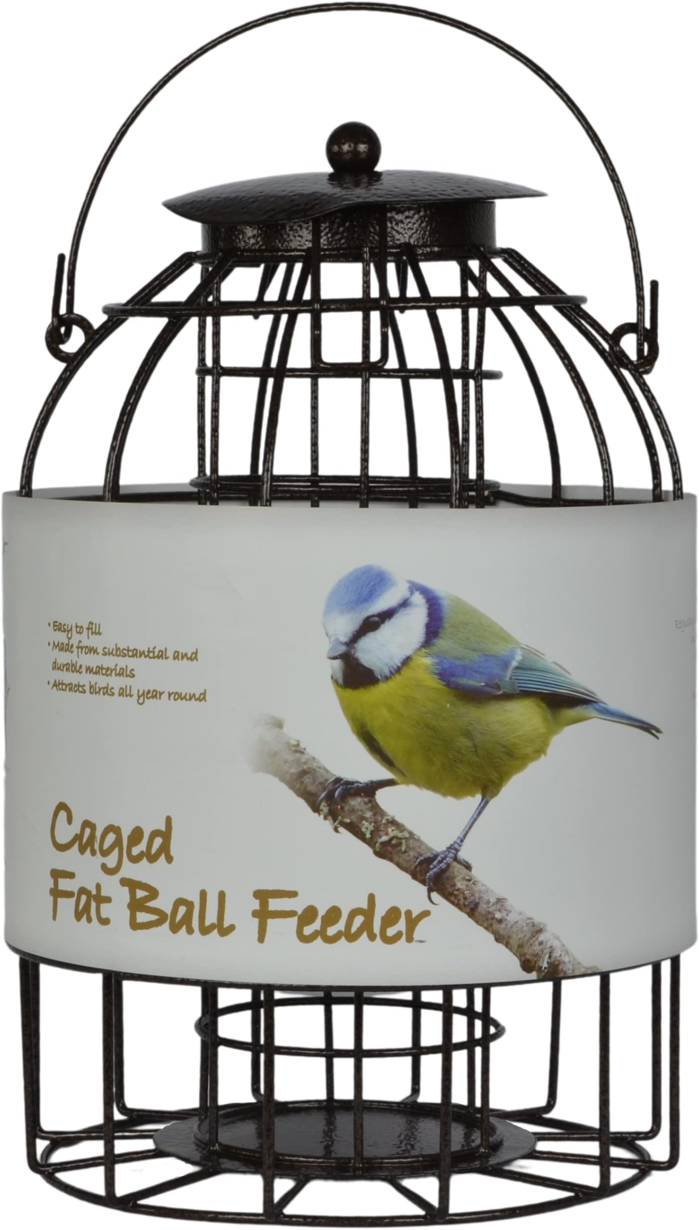 Green Jem BF16 Dome Caged Fat Ball Wild Bird Feeder, Designed To Deter Squirrels And Also Larger Garden Birds Such As Pigeons And Doves., Hammertone