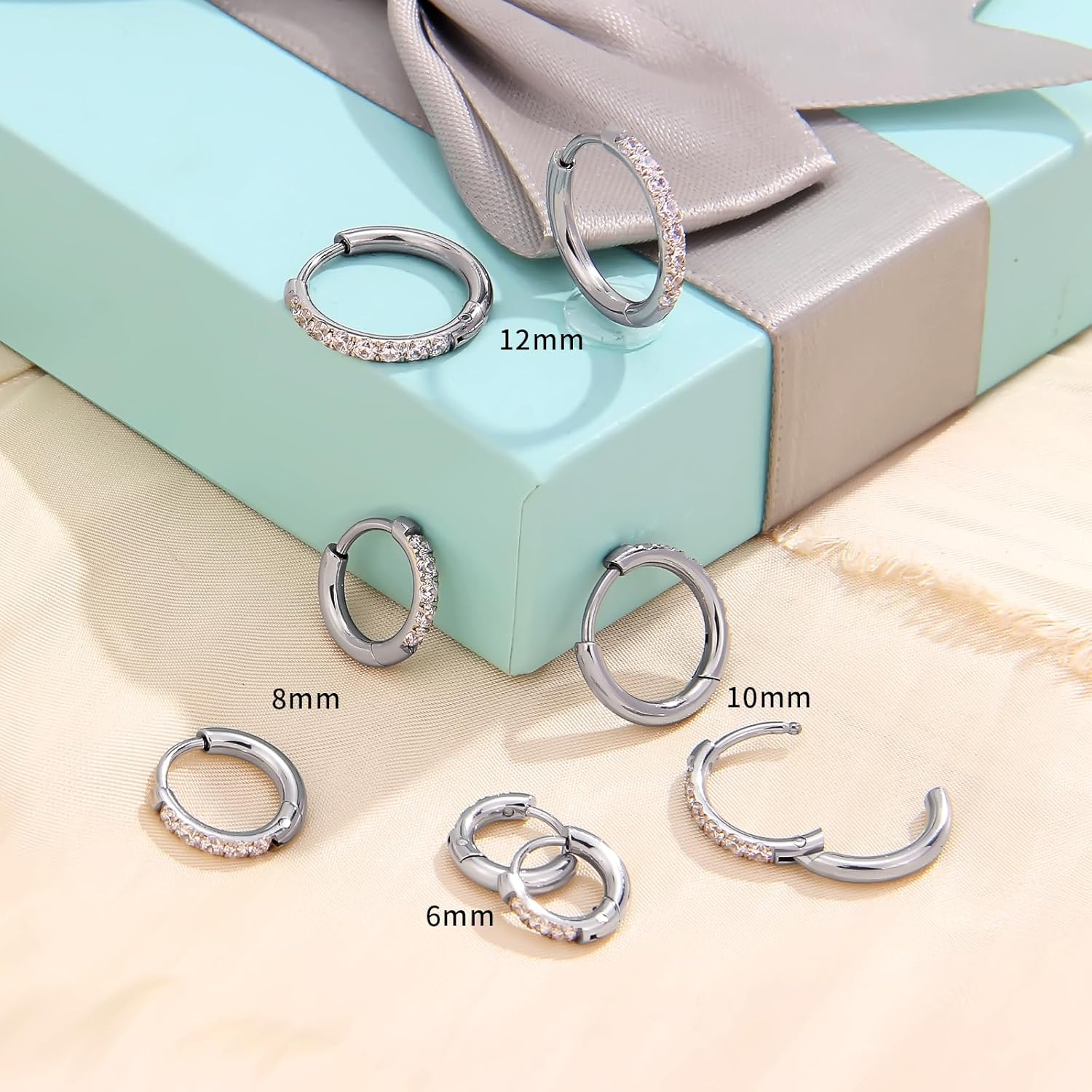 Hademade Small Gold Hoop Earrings for Women: Stainless Ssteel Huggie Earrings with CZ Statement Earrings Hypoallergenic 14k Gold Plated/Silver - Image 7