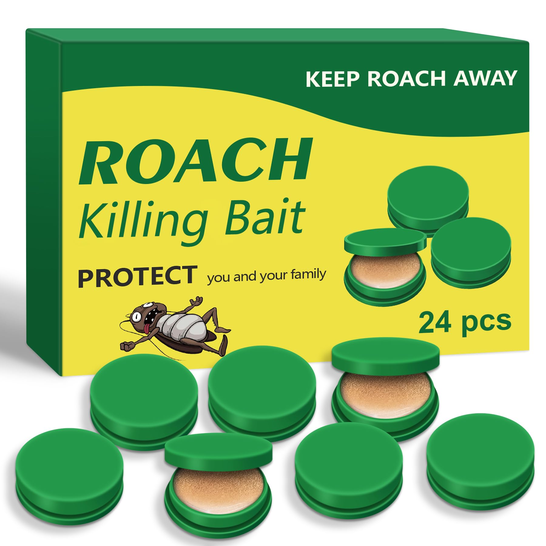 Roach Killer Indoor Infestation, Roach Bait, Roach Traps Indoor/Outdoor, Cockroach Repellent, Roach Killer, Quick Catch Roach Control-24PCS