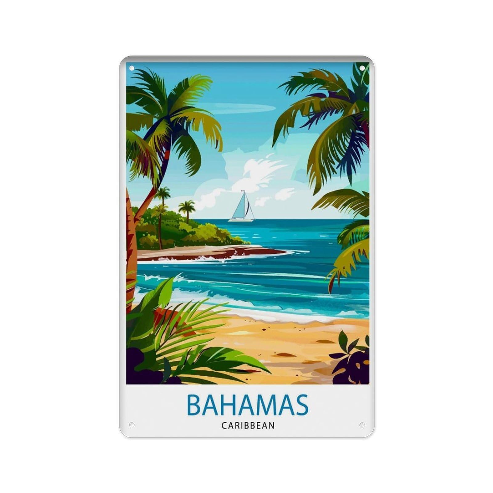 peiyeety Metal Tin Sign Bahamas Caribbean Travel Bahamas Bahamas Home Decor Bahamas Travel Poster Bahamas Gifts Caribbean Island Decor 8 X 12 Inch