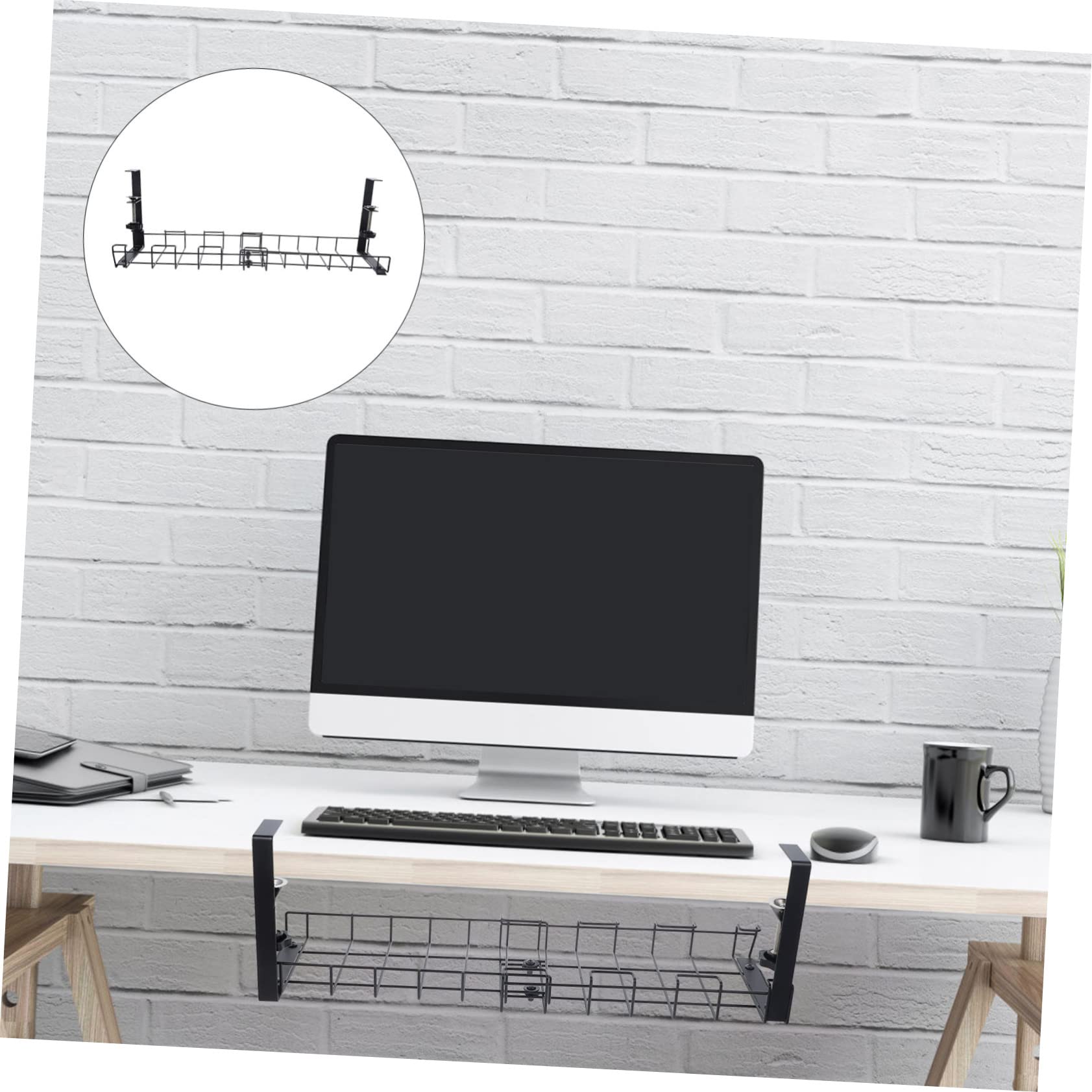 Veemoon Organizador de Cables Debajo del Escritorio sin Perforaciones para Gestión de Cables para Computadora Material Uso Oficina