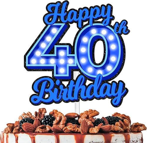 Miniatura 57 de Blue Glitter Happy Birthday 15th Cake Topper Let’s Glow Crazy Party Theme Decoration Supplies Boys Girls Happy Birthday 15 Anniversary Party Decor