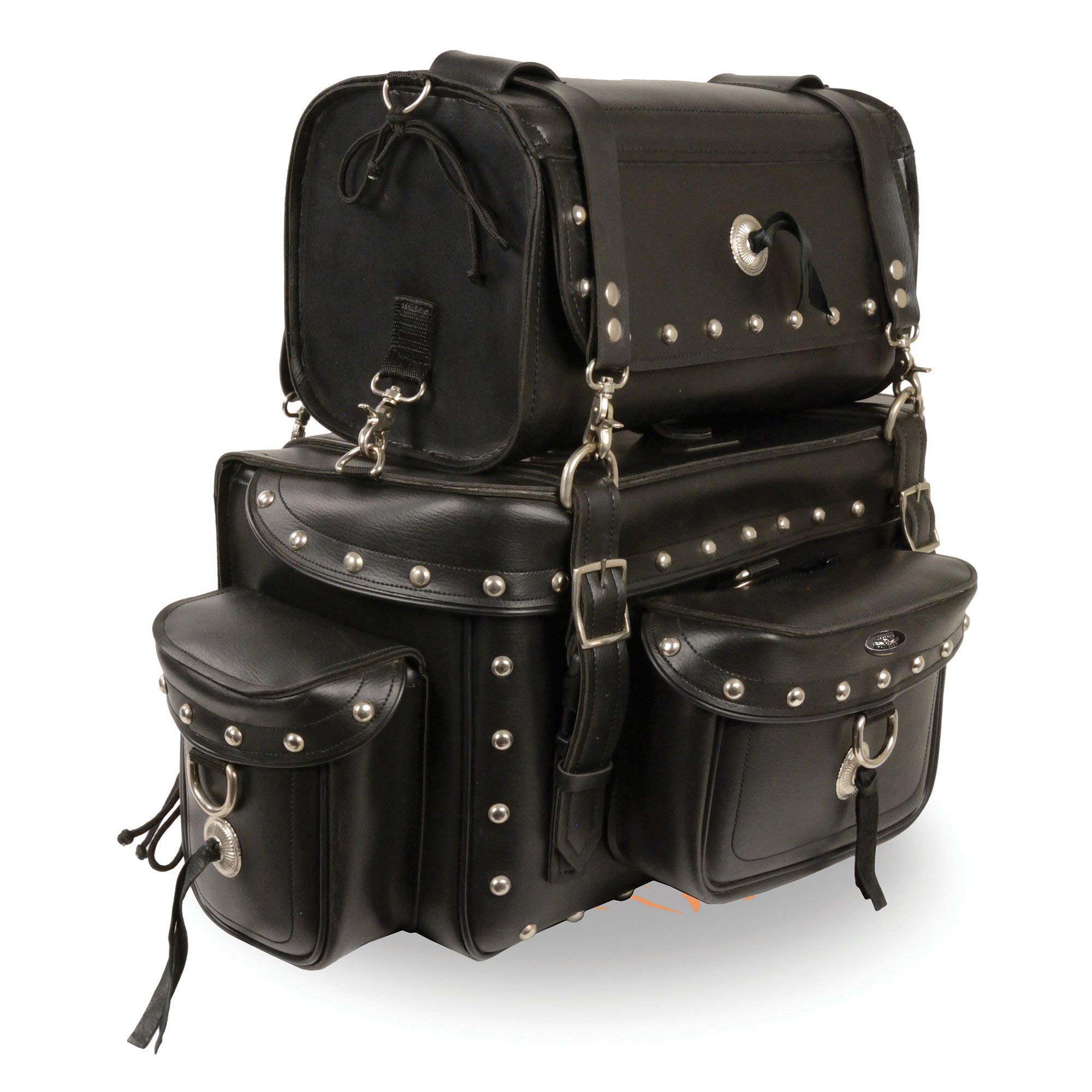 Milwaukee Leather MP8100S Black PVC 2Piece Studded Touring Pack Sissy