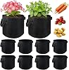 10 Pack 5 Gallon Vegetable Grow Bags with Handles,Plant Grow Bags for Indoor & Outdoor Gardening,Breathable Non-woven Durable Fabric Planting Pots for Vegetables,Herbs,and Flowers