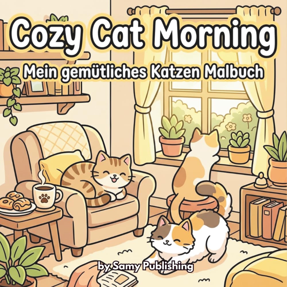 Cozy Cat Morning – Mein gemütliches Katzen Malbuch: 40 detailreiche Ausmalbilder mit süßen Katzen in entspannten Morgenroutinen zum Wohlfühlen für Jugendliche und Erwachsene