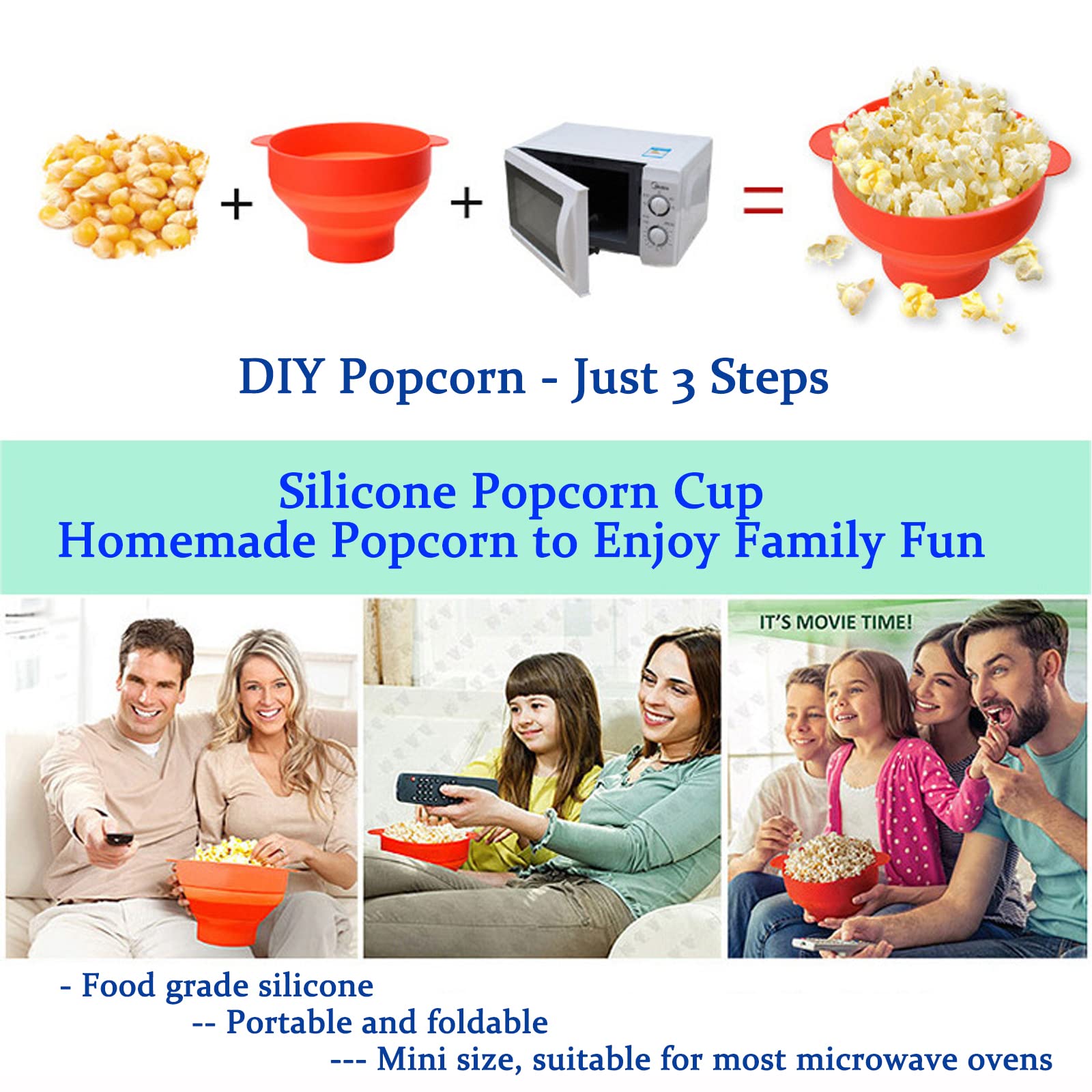 Mini Microwave Popcorn Popper, BPA Free Silicone Popcorn Pop -7 Mini Microwave Popcorn Popper, BPA Free Silicone Popcorn Pop -7