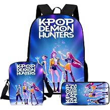 3PCS 17 inch K p Demon hunters backpack bule