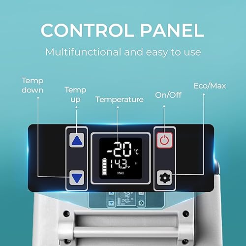 Miniatura 8 de Euhomy - Refrigerador de automóvil, 55L (59 qt), refrigerador RV con 12/24 V CC y 120-240 V CA, refrigerador y congelador, para automóvil, caravana