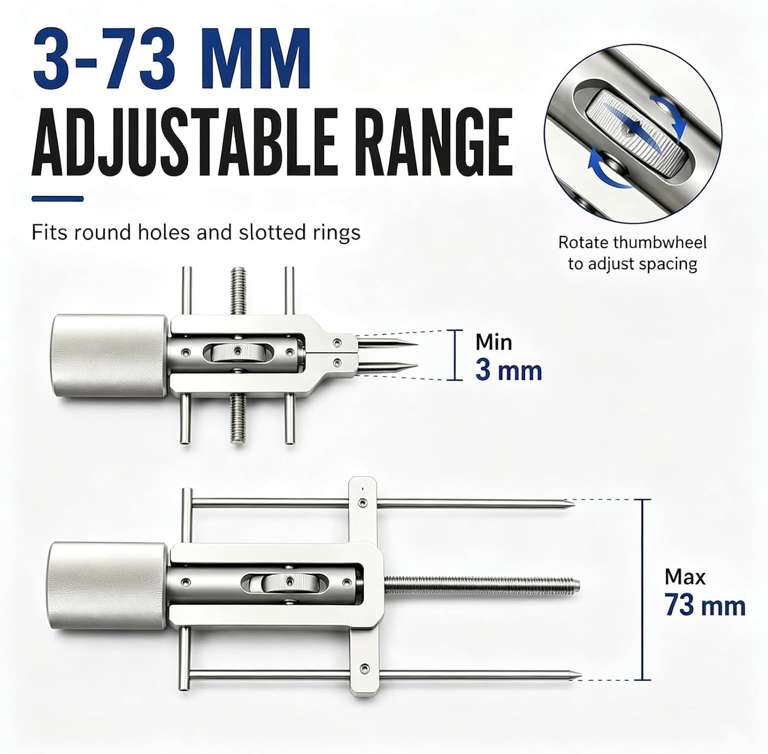 Clé Universelle pour Circlips Optiques, Outil À Double Extrémité, Clé Réglable De 3 À 73 Mm, Couple Maximal De 9 N·m, Cosse Détachable, pour Linstallation Et Le Retrait des Colliers Déquipements
