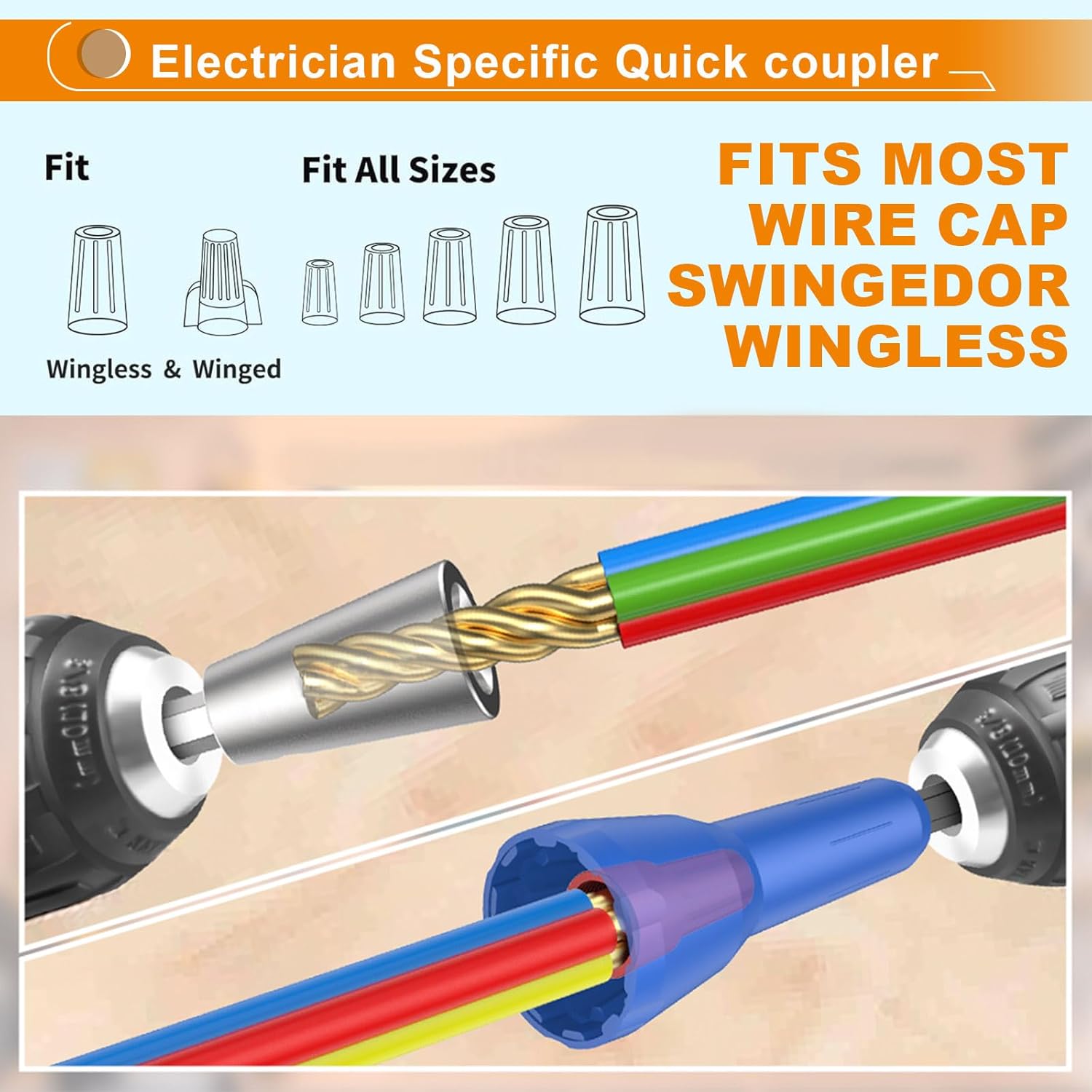 Luckyway Wire Stripper for Drill with Professional Electrician Wire Stripping and Twisting Tool, Wire Twister Tool for Drill, Quick Change Connector and Wire stripping Faster(Colorful, 3 PCS 10-14AWG)