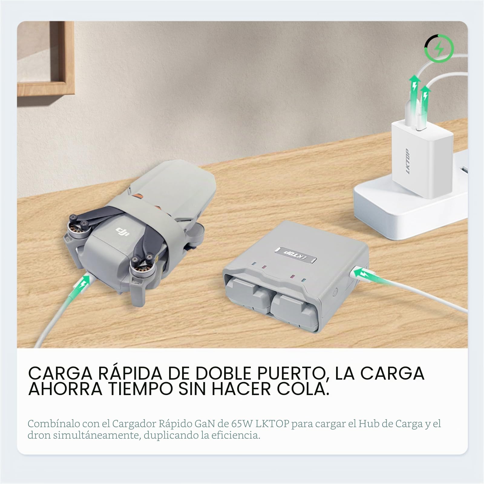 Hub de Carga Bidireccional para DJI Mini 2/Mini 4K - Batería y Accesorios (Gris)