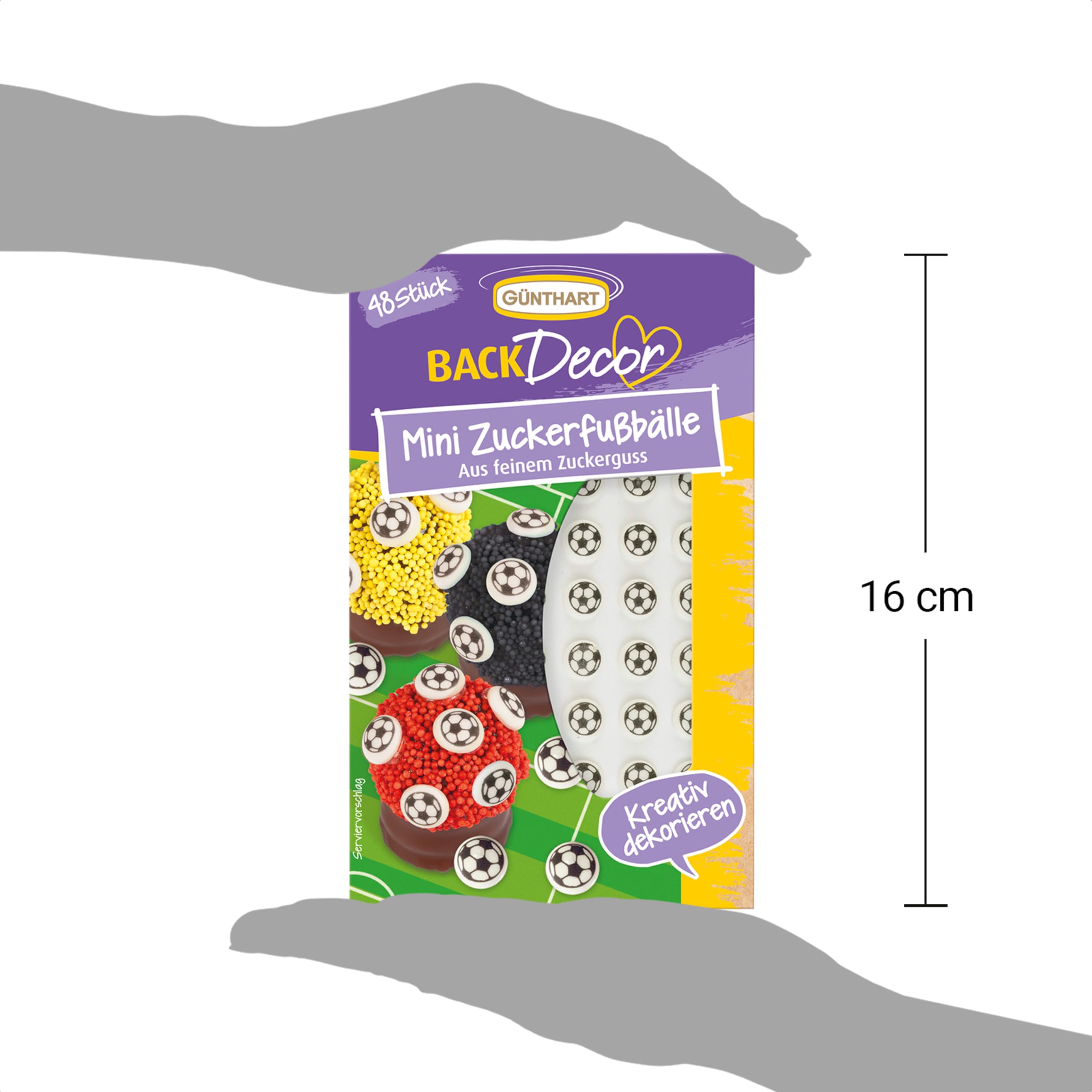 Günthart BackDecor VKE mit 15 Packungen | 48 Mini Fußbälle | Zucker | Fußball
