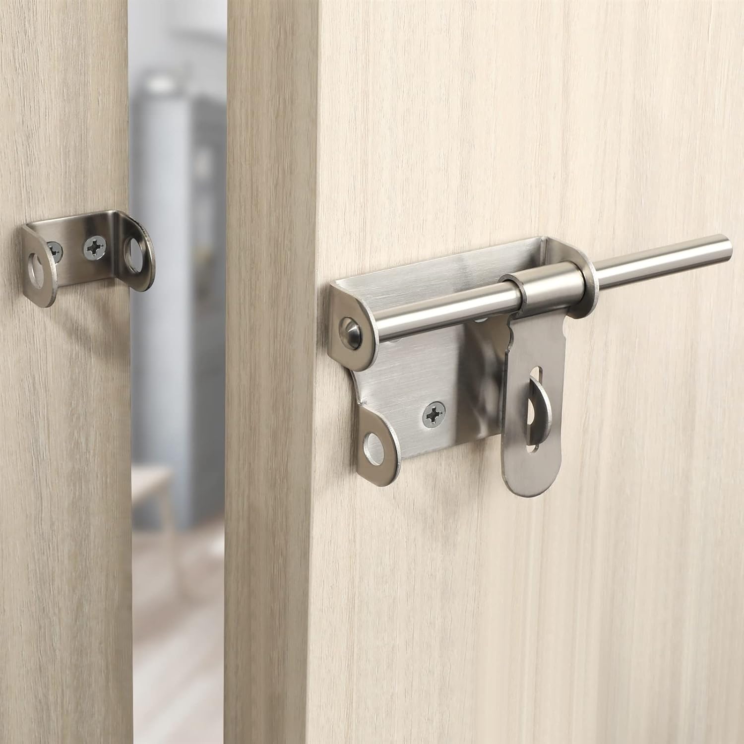 Latch Bolt Lock, Gate Locks for Wooden Garden Shed Locks,6-Inch Stainless Steel Latch Lock Brushed Hardware 1Pcs(120mm bar)