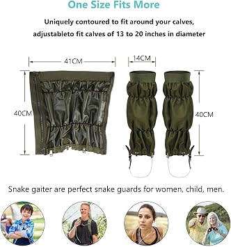 Snake Gaiters for Men & Women Snake Proof Leg Gaiters, Army Green