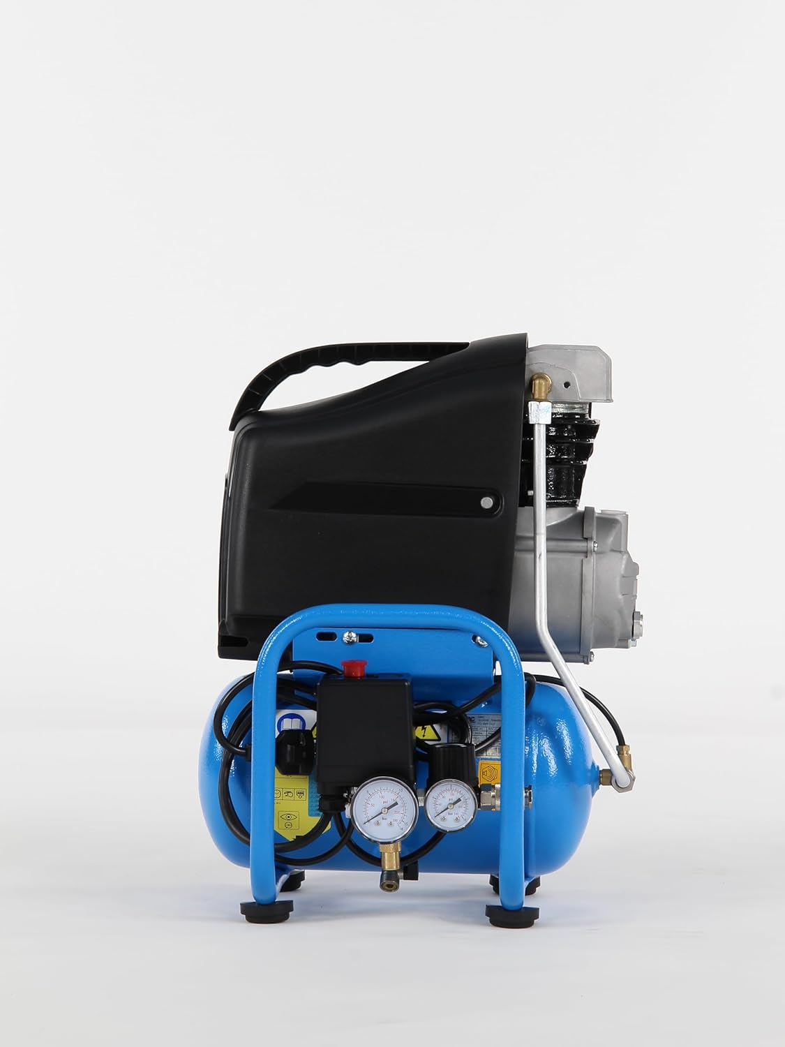 Spate view of the ABAC START L20 air compressor with control panel and gauges