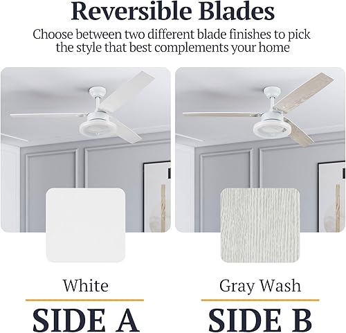 Miniatura 4 de Prominence Home Octavia - Ventilador de techo LED de estilo industrial de 52 pulgadas con luz, control remoto, opciones de montaje duales, 5