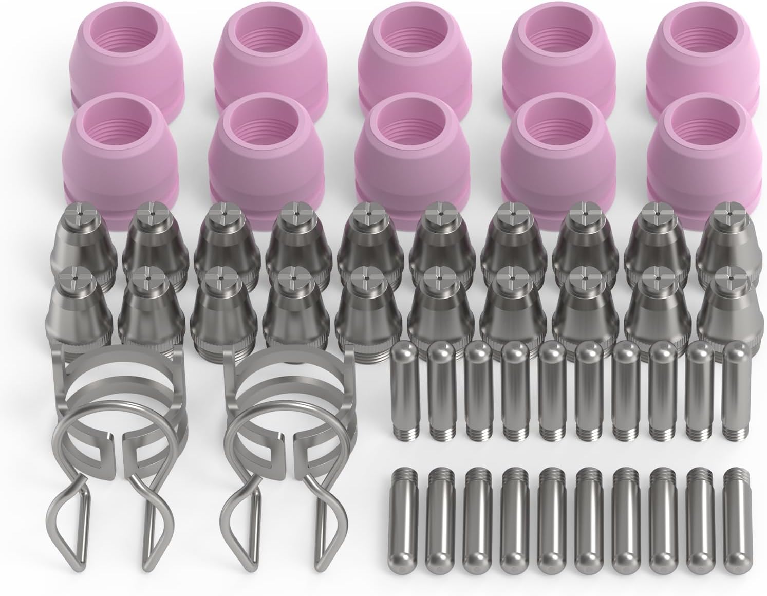 YESWELDER 54PCS AG-60 Plasma Cutter Torch Consumables Kit(Standard)/ 20 x .040'' Nozzles 20 x Electrodes 10 x Cups 4 x Brackets, Suitable for YESWELDER CUT-55DS/CUT-55HF/CUT-55DS PLUS Plasma cutter
