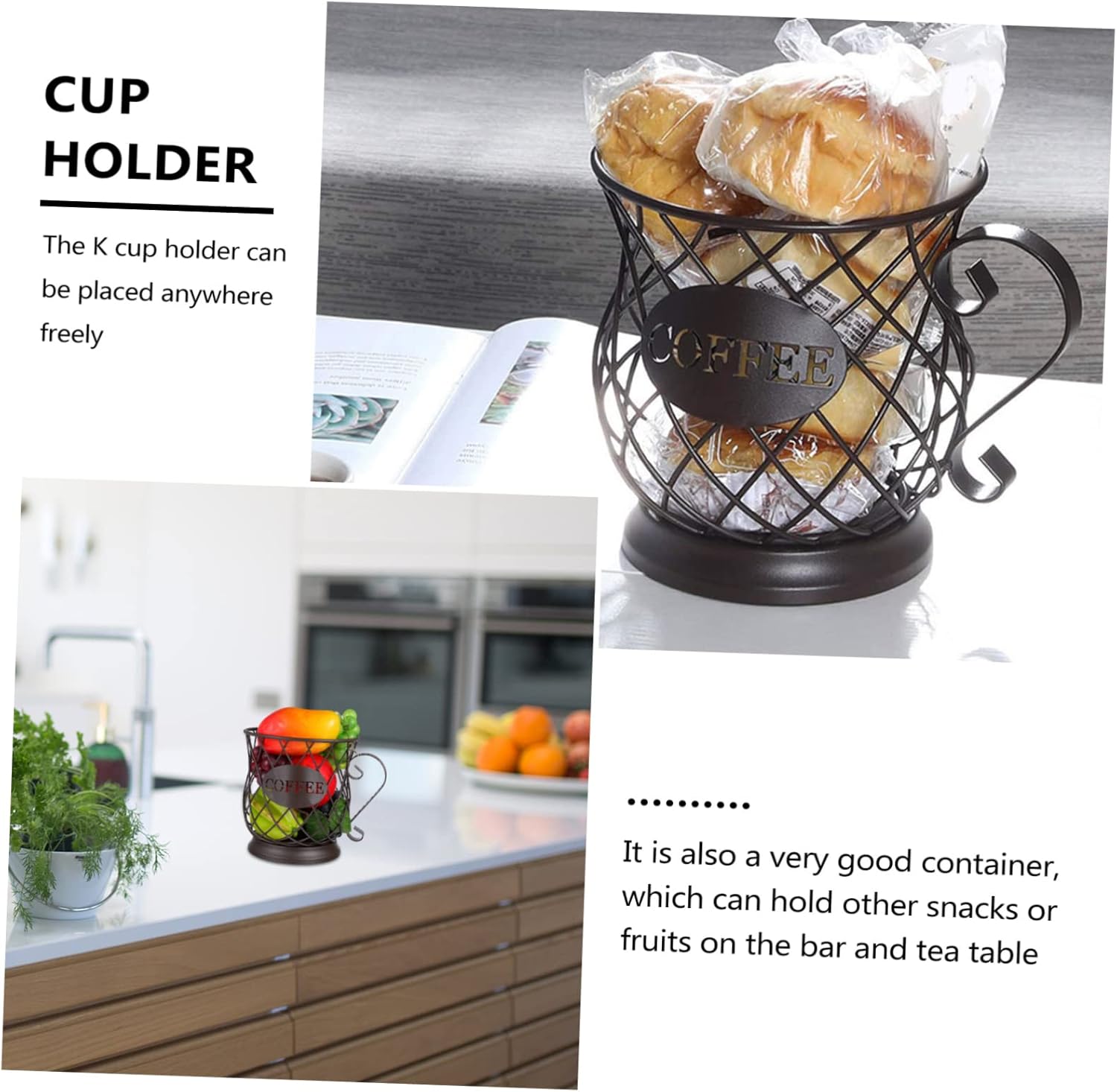 Hemoton Stylish Metal Coffee Holder Espresso Storage Basket Holder Coffee Pod Storage Pot Organizer Mug