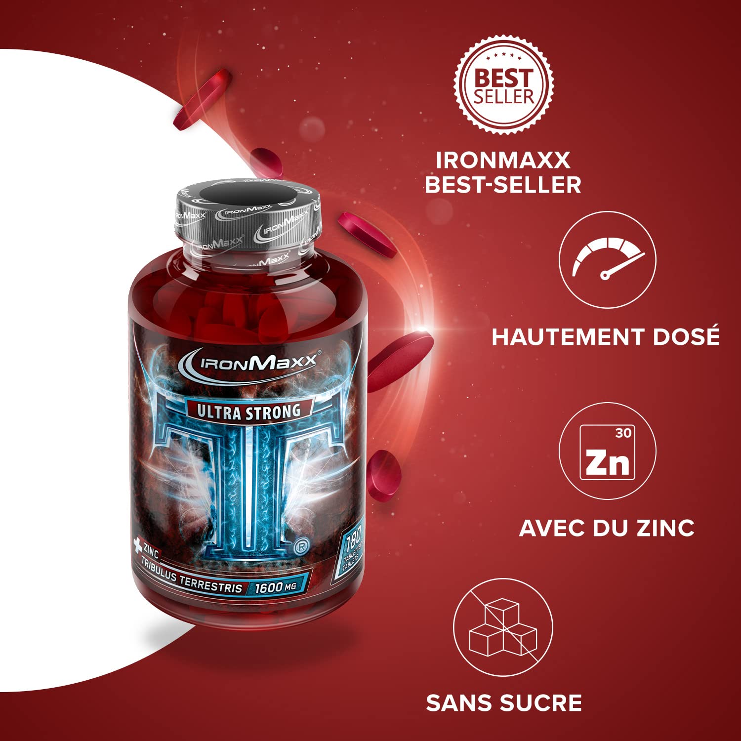 IronMaxx – Tribulus Terrestris – 180 comprimés – Complément alimentaire au zinc pour le sport & la nutrition