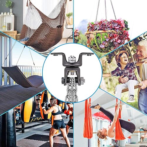 Miniatura 5 de BeneLabel Heavy Bag Ceiling Mount with Spring & Chains 360 Rotation Punching Bag Ceiling Hanger with Bearings Boxing Bags Holder Hardware with 2