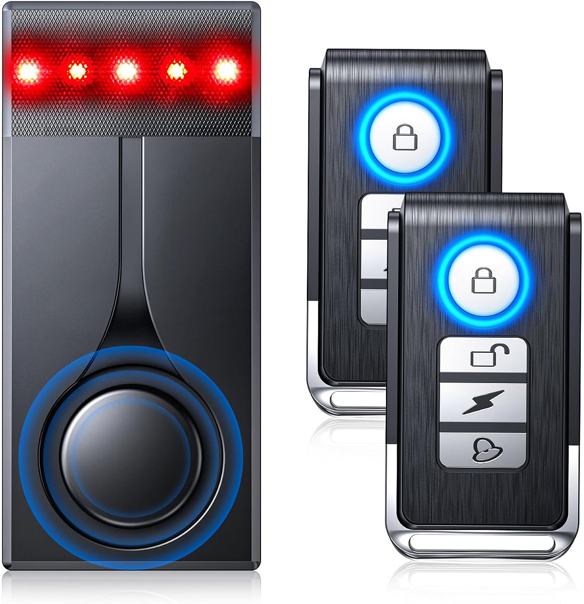 Sistema de alarma para automóvil de 108 dB, alarma con sensor de vibración antirrobo para automóvil y luz roja, 2 controles remotos inalámbricos, dispositivo antirrobo para vehículo con diseño de instalación magnética para RV, SUV, camión (actualización 4.0)