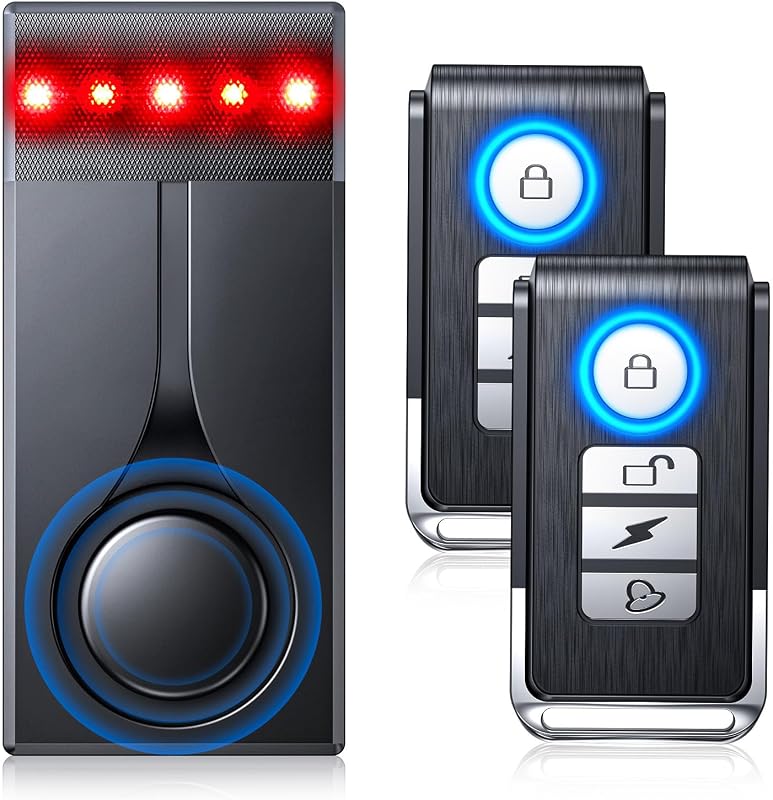 Sistema de alarma para automóvil de 108 dB, alarma con sensor de vibración antirrobo para automóvil y luz roja, 2 controles remotos inalámbricos, dispositivo antirrobo para vehículo con diseño de instalación magnética para RV, SUV, camión (actualización 4.0)