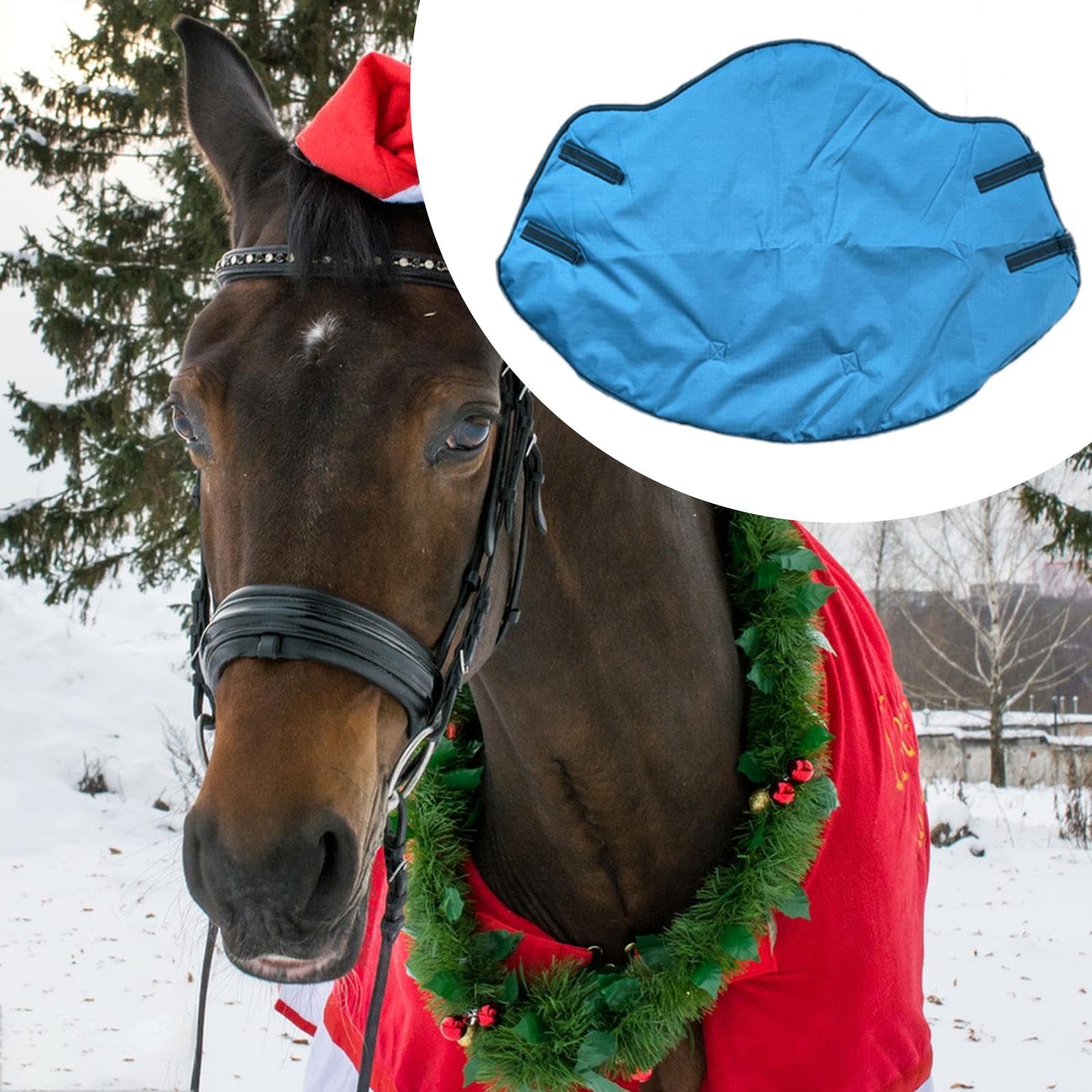 Baoblaze Protezione Invernale per Cavalli, Fascia per Il Collo del Cavallo, Accessorio equestre Universale Traspirante di, in Poliestere, Blu
