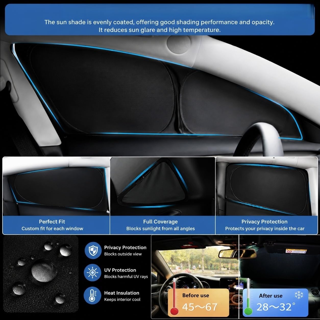 Tendine Parasole Auto per Volvo V40 2012-2019 – Posteriori Tenda Sole Finestrini Laterali Copertura Solare Oscuranti Vetri Auto,8 PCS Full