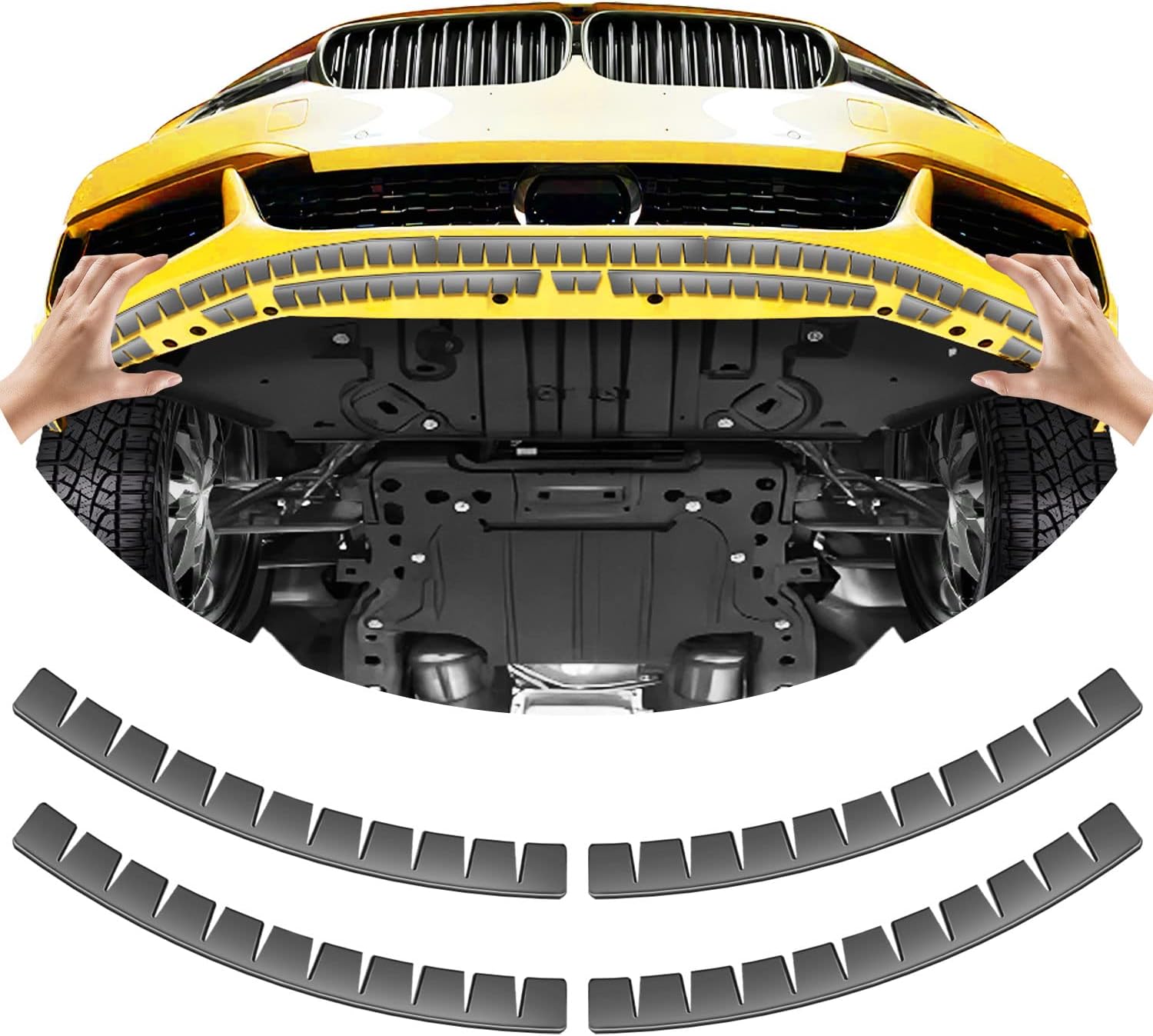 Front Bumper Scrape Guard 4 Pack Car Universal Black Bumper Lips Scrape Guard Car Under Bumper or Anti-Scratch DIY Protector for Lowered Cars, Sport Cars and SUV