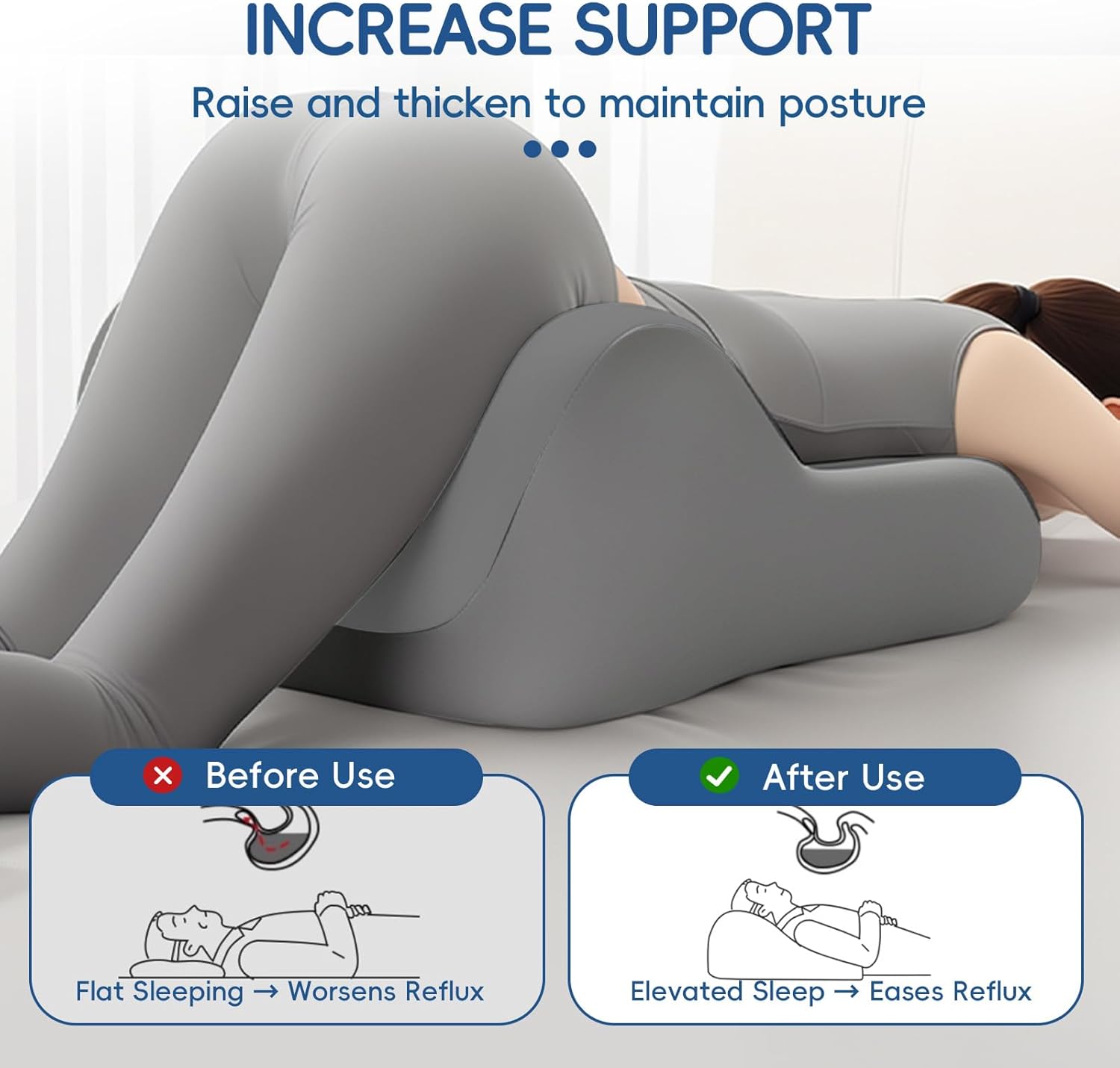 Latex Comfort Pillow for Adults | Supportive Cushion for Pregnancy, Relaxation & Couples | All-Purpose Sleeping & Lounging Pillow with Washable Cover-Gray