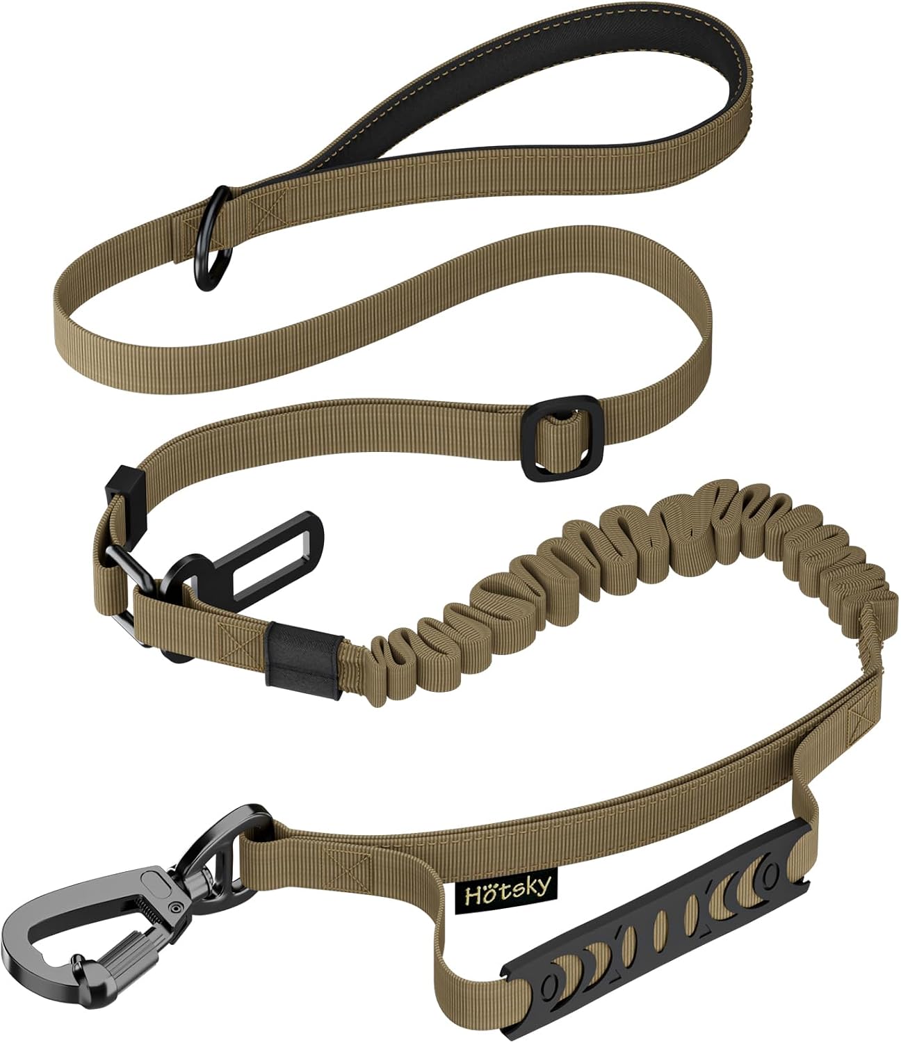 Hotsky Tactical Bungee Shock Absorbing No Pull Strong Dog Leash,Khaki,4-6FT