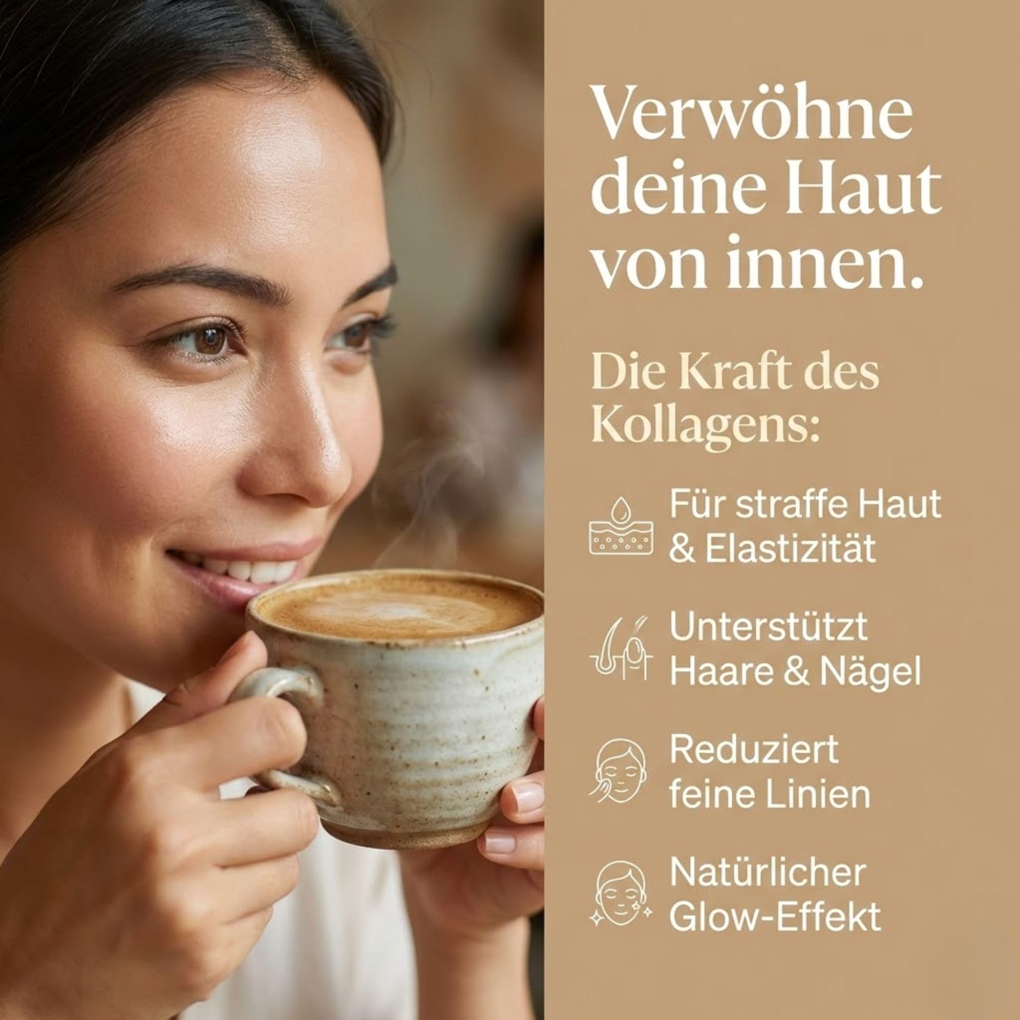 Biomatea 10-dniowy Beauty Glow kuracja – Hojicha kolagen Latte w proszku, japońska herbata palona z peptydami kolagenowymi dla promiennej skóry i jędrnych paznokci – kremowa mieszanka instant z