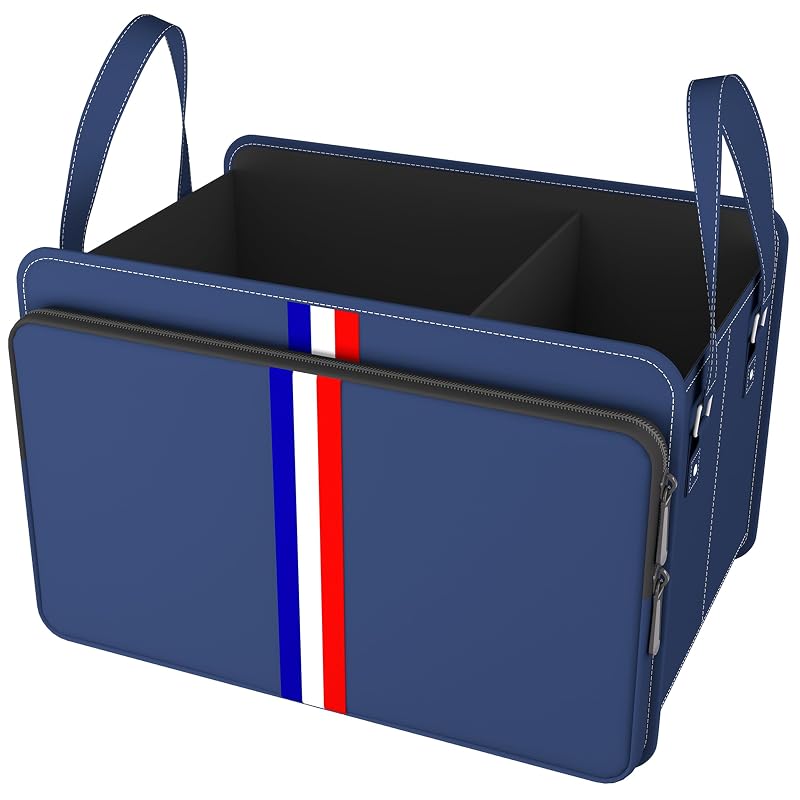 Organizador de Porta-Malas Homeve Dobrável com 3 Compartimentos, Divisórias Removíveis e Bolso com Zíper, Azul