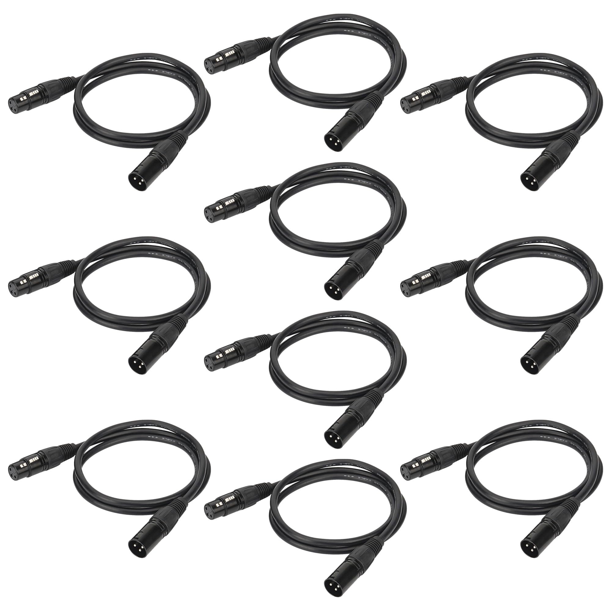 Eyeshot6.5ft / 2m DMX Cable, 10PCS 3 Pin DMX Cables DMX Wires, DMX512 XLR Male to Female Stage Light Signal Cable with Metal Connectors, Connection for Stage & DJ Lighting fixtures