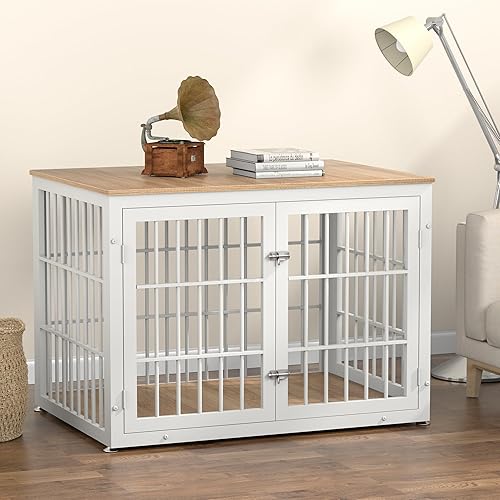 Miniatura 89 de Mueble de jaula de perro resistente de 42 pulgadas para perros grandes y medianos, mesa auxiliar decorativa para casa de mascotas, muebles de madera