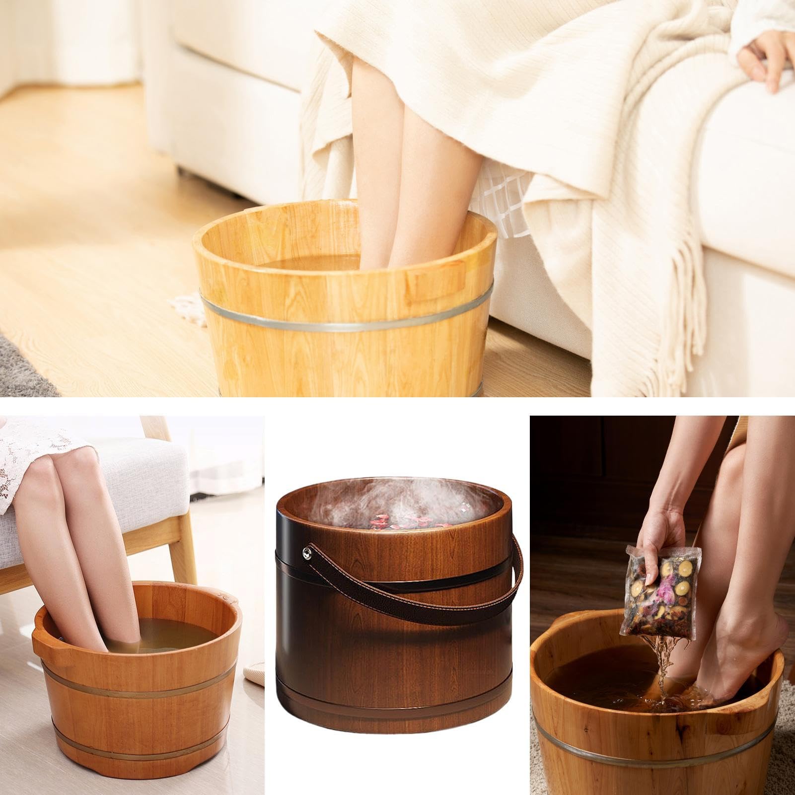 Holz Fuß Spa Wanne Natürliche Entspannende Fußbadewanne | Holzwanne für Fußbäder Für Frauen, Männer, Senioren, Vater, Mutter, Papa, Mama