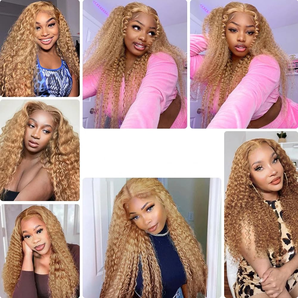 Color 27 Bundles Human Hair Honey Blonde Kinky Curly Bundles 18 20 22 Inch Brazilian Unprocessed Virgin Hair Extensions