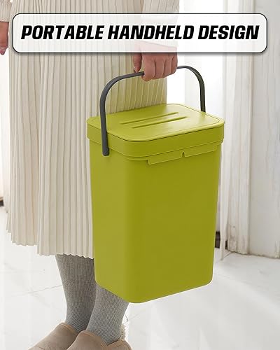 Miniatura 5 de Cubo de basura colgante de compostaje de cocina de 3.2 galones con tapa para cocina y baño, cubo de basura de cocina debajo del fregadero, cubo de