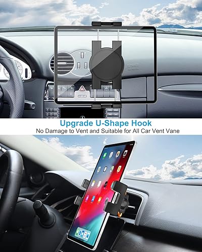 Miniatura 3 de Soporte de tableta de ventilación de automóvil para teléfono y iPad de 4.7 a 13 pulgadas, soporte para tableta de ventilación de automóvil con clip