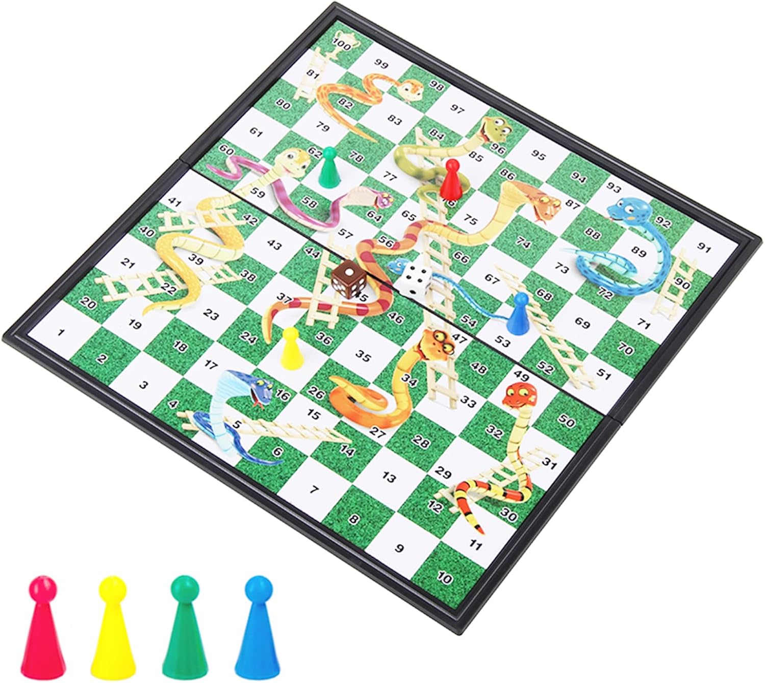 Travel Board Games Small Magnetic Snakes and Ladders Board Game 9.7 Inches Portable Folding Board