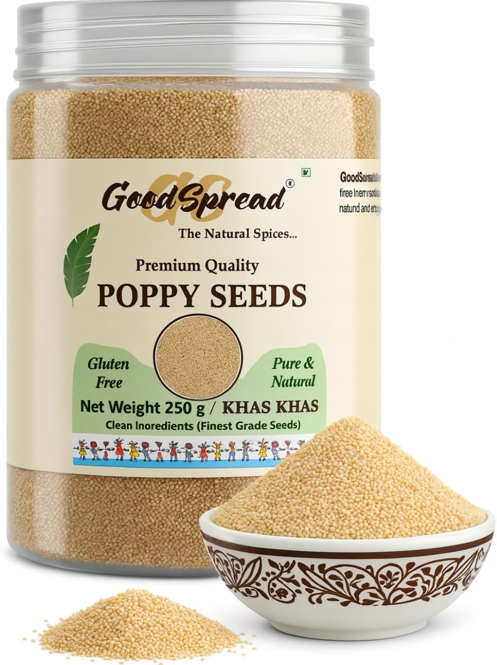 GoodSpread Natural Poppy Seeds 250 gm - Grade A Khas Khas for Health & Wellness | 100% Organic & Nutrient-Rich