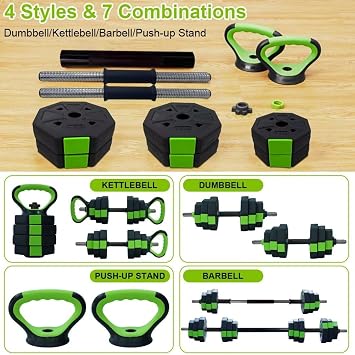 Adjustable Kettlebell Set,30LB/44LB Adjustable Dumbbell Set with Iron Handle,Octagon