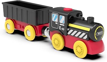 Battery Operated Train for Wooden Tracks, Motorized Train Toy Set for Railway System, Electric Train Compatible with Thomas, Brio, Melissa and Doug