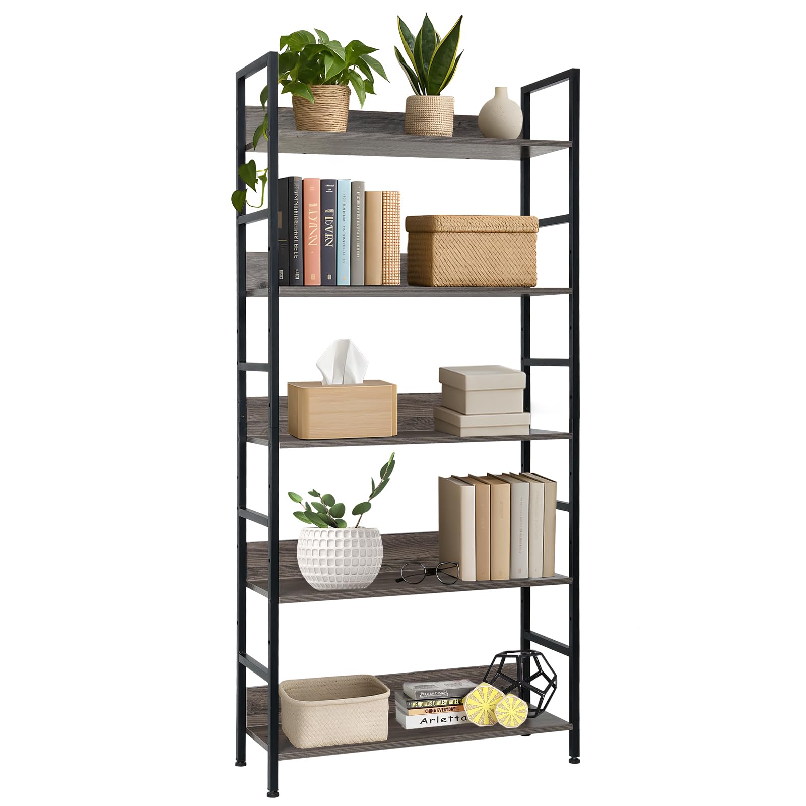 Amazon｜オープンシェルフラック 収納棚 木製 アイアン 本棚 おしゃれ
