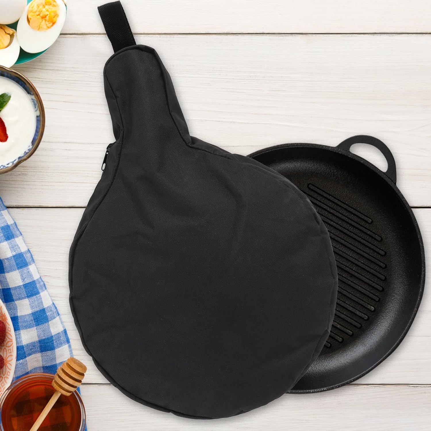 Portable Camping Pot and Pan Storage Bag Multifunctional Iron Skillet Pouch Lightweight Outdoor Barbecue Cooking Organizer for Picnic and Hiking