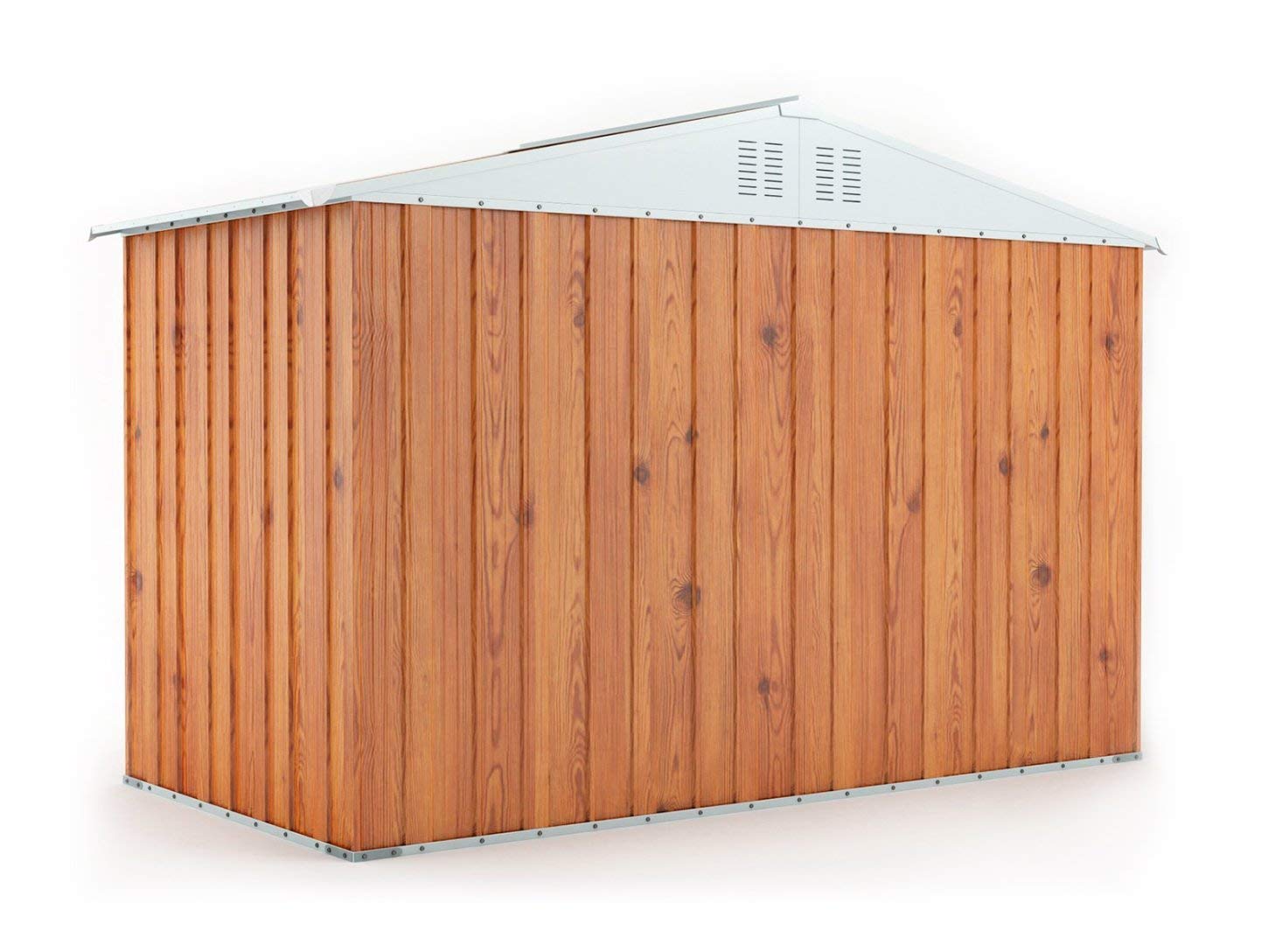 Notek Srl Box in Acciaio Zincato Casetta da Giardino in Lamiera 3.27 x 1.55 m x h2.17 m - 114 kg - 5.06 Metri Quadri (Finitura Legno)